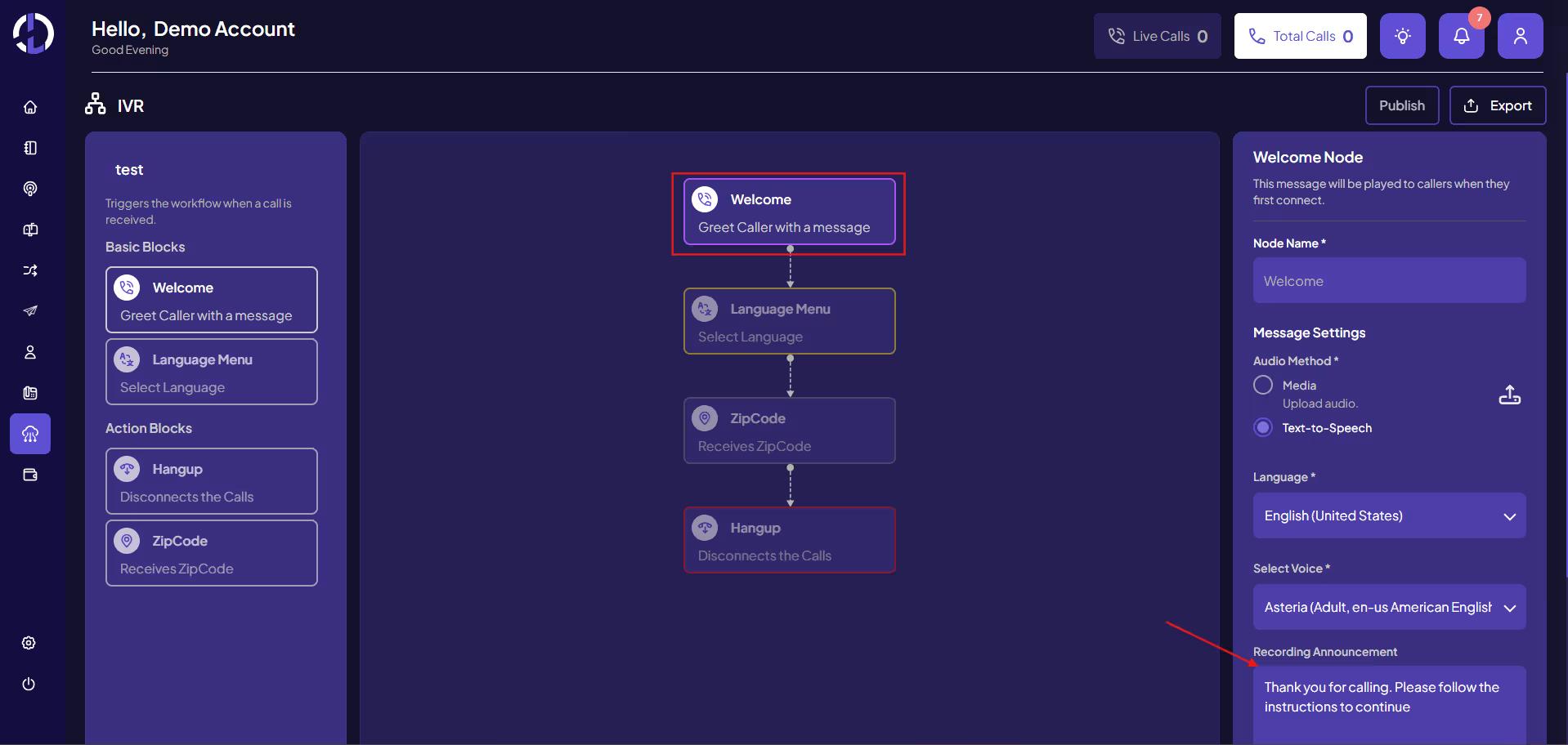 Configure the IVR Flow