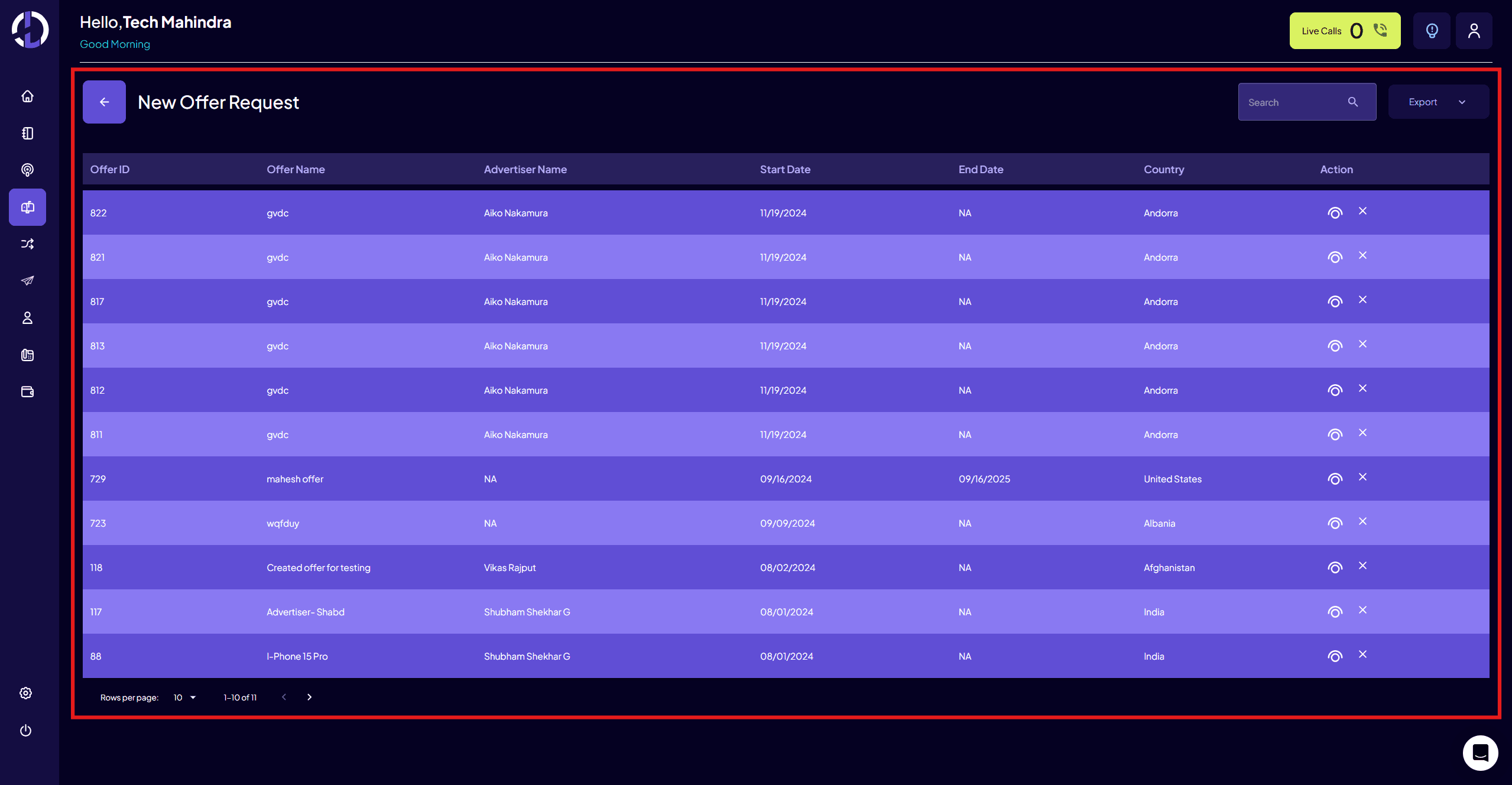 Offer Request Management